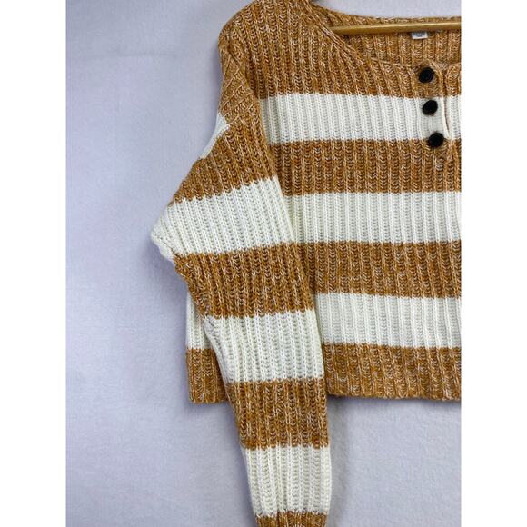 American Eagle Oversize Crop Sweater - Orange & White Striped, XS - Picture 3 of 9